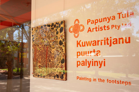 Papunya Tula Artists' 2025 exhibition, 'Kuwarritjanu puurta palyinyi - painting in the footsteps'